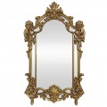 Glamour barokov&eacute; obdĺžnikov&eacute; z&aacute;vesn&eacute; zrkadlo Garin s klenut&yacute;m obl&uacute;kom a zlat&yacute;m dekorat&iacute;vnym r&aacute;mom 150 cm