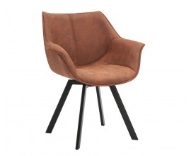 Industri&aacute;lna otočn&aacute; čal&uacute;nen&aacute; eko kožen&aacute; jed&aacute;lensk&aacute; stolička Monzana s čiernymi kovov&yacute;mi nožičkami 80 cm