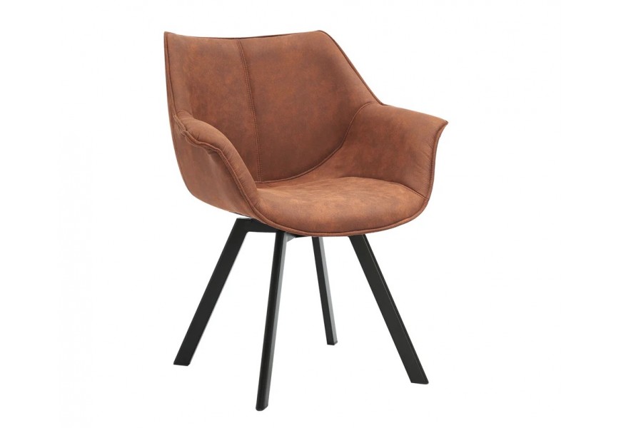 Industri&aacute;lna otočn&aacute; čal&uacute;nen&aacute; eko kožen&aacute; jed&aacute;lensk&aacute; stolička Monzana s čiernymi kovov&yacute;mi nožičkami 80 cm