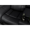 Luxusn&aacute; p&auml;ťmiestna rohov&aacute; čierna eko kožen&aacute; sedačka Phoenix s držiakmi na poh&aacute;re a &uacute;ložn&yacute;m priestorom 270 cm 