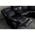 Luxusn&aacute; p&auml;ťmiestna rohov&aacute; čierna eko kožen&aacute; sedačka Phoenix s držiakmi na poh&aacute;re a &uacute;ložn&yacute;m priestorom 270 cm 