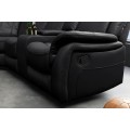 Luxusn&aacute; p&auml;ťmiestna rohov&aacute; čierna eko kožen&aacute; sedačka Phoenix s držiakmi na poh&aacute;re a &uacute;ložn&yacute;m priestorom 270 cm 