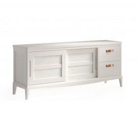 Luxusn&yacute; vidiecky obdĺžnikov&yacute; telev&iacute;zny stol&iacute;k Quebec s dvomi posuvn&yacute;mi dvierkami a dvomi z&aacute;suvkami 164 cm