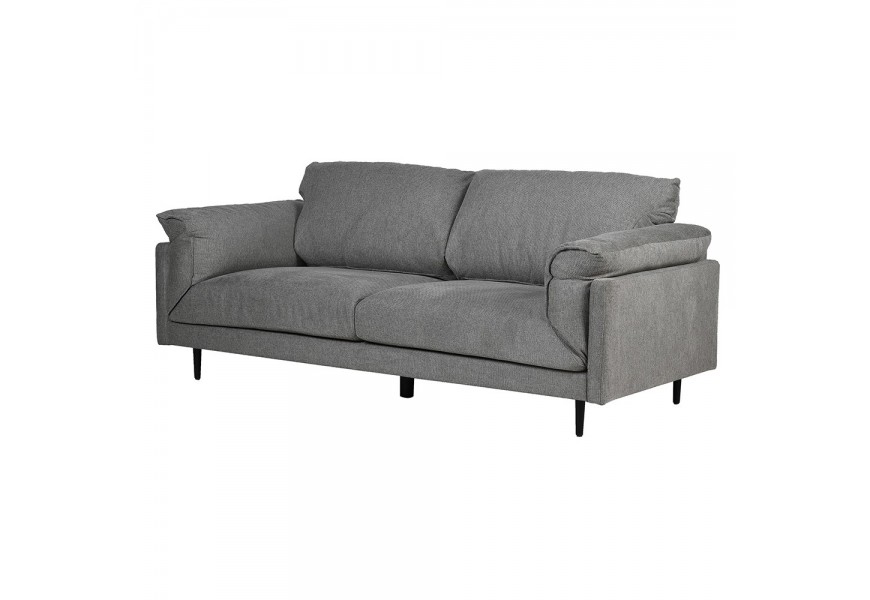 Luxusn&aacute; modern&aacute; čal&uacute;nen&aacute; siv&aacute; trojmiestna sedačka Keria s dvomi obdĺžnikov&yacute;mi vank&uacute;&scaron;mi a kovov&yacute;mi čiernymi nožičkami 220 cm