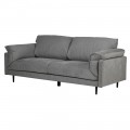 Luxusn&aacute; modern&aacute; čal&uacute;nen&aacute; siv&aacute; trojmiestna sedačka Keria s dvomi obdĺžnikov&yacute;mi vank&uacute;&scaron;mi a kovov&yacute;mi čiernymi nožičkami 220 cm