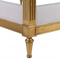 Luxusn&aacute; glamour manželsk&aacute; posteľ Dimitria s mas&iacute;vnou mahag&oacute;novou zlatou kon&scaron;trukciou a b&eacute;žov&yacute;m ľanov&yacute;m čelom 220 cm