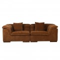 Luxusn&aacute; retro obdĺžnikov&aacute; trojmiestna modul&aacute;rna sedačka Tefav s textiln&yacute;m poťahom v hnedej farbe 240 cm