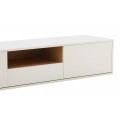 &Scaron;kandin&aacute;vsky n&aacute;stenn&yacute; obdĺžnikov&yacute; trojdverov&yacute; TV stol&iacute;k Attica z dreva v bielej farbe so z&aacute;suvkou a policou 200 cm