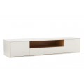 Modern&yacute; obdĺžnikov&yacute; n&aacute;stenn&yacute; biely dvojdverov&yacute; TV stol&iacute;k Attica so z&aacute;suvkou a hnedou poličkou 150 cm