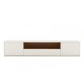 Modern&yacute; obdĺžnikov&yacute; n&aacute;stenn&yacute; biely dvojdverov&yacute; TV stol&iacute;k Attica so z&aacute;suvkou a hnedou poličkou 150 cm