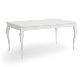 Luxusn&yacute; provens&aacute;lsky biely jed&aacute;lensk&yacute; st&ocirc;l Mediterr&aacute;neo s obdĺžnikovou vrchnou doskou a dvakr&aacute;t prehnut&yacute;mi kabriolov&yacute;mi nohami z mas&iacute;vneho dreva