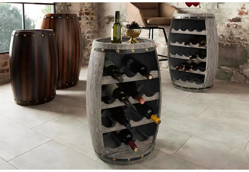 Atypick&aacute; vinot&eacute;ka Crawley z mas&iacute;vu v sivohnedej farbe 64cm