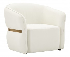 Art deco kreslo Juteg s bielym poťahom z eko kože so zlat&yacute;m detailom z kovu