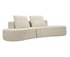 Dizajnov&aacute; modern&aacute; čal&uacute;nen&aacute; &scaron;tvormiestna sedačka Lilos v atypickom oblom tvare s dvomi &scaron;tvorcov&yacute;mi vank&uacute;&scaron;mi v kr&eacute;movej bielej farbe so semi&scaron;ov&yacute;m poťahom bez bočn&yacute;ch opierok