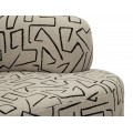 Modern&aacute; čal&uacute;nen&aacute; trojmiestna atypick&aacute; sedačka Terezja v b&eacute;žovo hnedej farbe s čiernym geometrick&yacute;m vzorovan&iacute;m bez opierok 176 cm