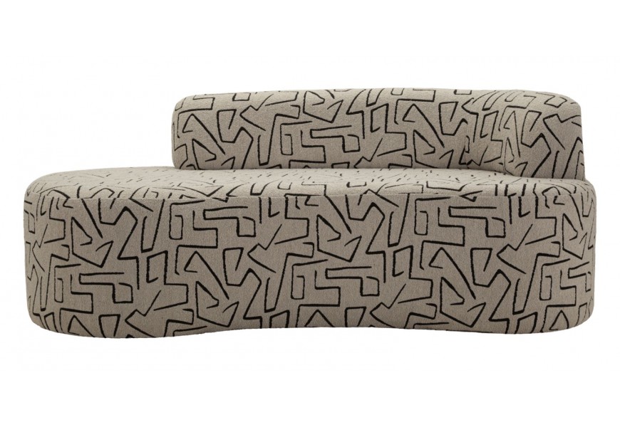 Modern&aacute; čal&uacute;nen&aacute; trojmiestna atypick&aacute; sedačka Terezja v b&eacute;žovo hnedej farbe s čiernym geometrick&yacute;m vzorovan&iacute;m bez opierok 176 cm