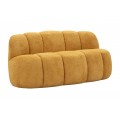 Moderná čalúnená žltá sedačka Berry s poťahom s plyšovou štruktúrou s dlhším vlasom bez nožičiek a bočných opierok s cloud dizajnom s piatimi segmentami