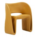 Moderná žltá jedálenská stolička Orchetta s dizajnovou ohýbanou siluetou s rebrovaným reliéfom