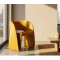 Dizajnov&aacute; modern&aacute; jed&aacute;lensk&aacute; stolička Orchetta v žltej farbe s vr&uacute;bkovan&yacute;m reli&eacute;fom a avantgardnou siluetou 76 cm