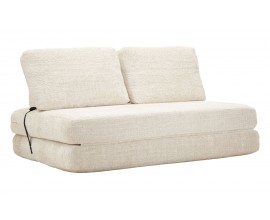 Moderná škandinávska dvojmiestna sedačka Raffai s rozkladacím matracom a bielym plyšovým poťahom 150 cm