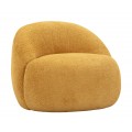 Moderné dizajnové žlté kreslo Berry bez nožičiek a bočných opierok s poťahom z mikrovlákna s plyšovým finišom s výrazne zaoblenou chrbtovou opierkou