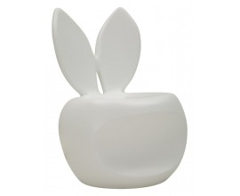 Dizajnov&aacute; okr&uacute;hla taburetka Genny v bielej farbe s hladk&yacute;m matn&yacute;m povrchom bez bočn&yacute;ch opierok s opierkou chrbta v podobe zajač&iacute;ch u&scaron;&iacute;