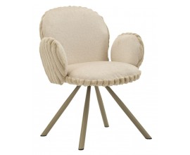 &Scaron;kandin&aacute;vska b&eacute;žov&aacute; čal&uacute;nen&aacute; jed&aacute;lensk&aacute; stolička Falir s ply&scaron;ov&yacute;m vr&uacute;bkovan&yacute;m poťahom a kovov&yacute;mi nožičkami 83 cm