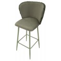 Dizajnov&aacute; art deco barov&aacute; stolička Denali so zelen&yacute;m ply&scaron;ov&yacute;m poťahom a vertik&aacute;lnym pre&scaron;&iacute;van&iacute;m 106 cm