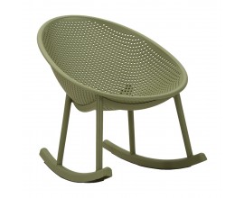 Moderné zelené okrúhle hojdacie kreslo Isola s kompaktným sedadlom a opierkou s perforovaným dizajnom 66 cm