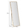 Dizajnov&eacute; glamour stojace zrkadlo Hilly s LED osvetlen&iacute;m a zlat&yacute;m obdĺžnikov&yacute;m r&aacute;mom z kovu 160 cm