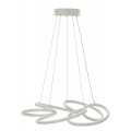 Moderný biely luster Wera s dizajnom kruhu pravidelne ohýbaného do slučiek s LED osvetlením s tromi stupňami teploty