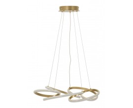 Modern&yacute; dizajnov&yacute; luster Wera s LED osvetlen&iacute;m s tromi stupňami teploty s kovovou kon&scaron;trukciou v zlatej farbe v tvare kruhu oh&yacute;ban&eacute;ho do pravideln&yacute;ch slučiek