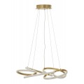 Moderný dizajnový luster Wera s LED osvetlením s tromi stupňami teploty s kovovou konštrukciou v zlatej farbe v tvare kruhu ohýbaného do pravidelných slučiek