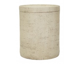 Dizajnový moderný okrúhly príručný stolík Cairo v béžovej farbe so vzhľadom prírodného pieskovca 35 cm