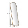 Dizajnov&eacute; glamour stojace zrkadlo Leanor so zlat&yacute;m r&aacute;mom s obl&uacute;kovou vrchnou časťou a LED osvetlen&iacute;m 160 cm