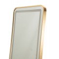 Modern&eacute; glamour stojace zrkadlo Leanor s obdĺžnikov&yacute;m zlat&yacute;m kovov&yacute;m r&aacute;mom a LED osvetlen&iacute;m 160 cm