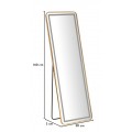 Modern&eacute; glamour stojace zrkadlo Leanor s obdĺžnikov&yacute;m zlat&yacute;m kovov&yacute;m r&aacute;mom a LED osvetlen&iacute;m 160 cm