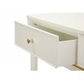 Klasick&yacute; obdĺžnikov&yacute; biely konzolov&yacute; stol&iacute;k Isabelle s dvomi z&aacute;suvkami so zlat&yacute;m kovov&yacute;m lemom 110 cm