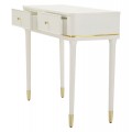 Klasick&yacute; obdĺžnikov&yacute; biely konzolov&yacute; stol&iacute;k Isabelle s dvomi z&aacute;suvkami so zlat&yacute;m kovov&yacute;m lemom 110 cm