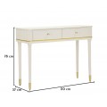Klasick&yacute; obdĺžnikov&yacute; biely konzolov&yacute; stol&iacute;k Isabelle s dvomi z&aacute;suvkami so zlat&yacute;m kovov&yacute;m lemom 110 cm