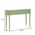 Klasick&yacute; obdĺžnikov&yacute; zelen&yacute; dreven&yacute; konzolov&yacute; stol&iacute;k Isabelle s dvomi z&aacute;suvkami a zlat&yacute;mi kovov&yacute;mi detailmi 110 cm