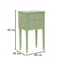Klasick&yacute; obdĺžnikov&yacute; zelen&yacute; nočn&yacute; stol&iacute;k Isabelle z dreva s dvomi z&aacute;suvkami a zlat&yacute;mi detailmi 65 cm