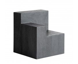 Luxusn&yacute; art deco mas&iacute;vny čierny pr&iacute;ručn&yacute; stol&iacute;k Cubia Nera v &scaron;tvorcovom tvare z mas&iacute;vneho mangov&eacute;ho dreva 45 cm 