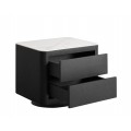 Luxusn&yacute; art deco čierny mramorov&yacute; nočn&yacute; stol&iacute;k Holis v obdĺžnikovom tvare s dvomi z&aacute;suvkami a mramorovou bielou doskou 55 cm