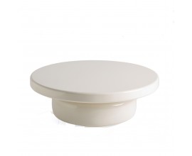 Luxusn&yacute; art deco okr&uacute;hly biely konferenčn&yacute; stol&iacute;k Verde s obl&yacute;mi hranami s leskl&yacute;m hladk&yacute;m povrchom 90 cm