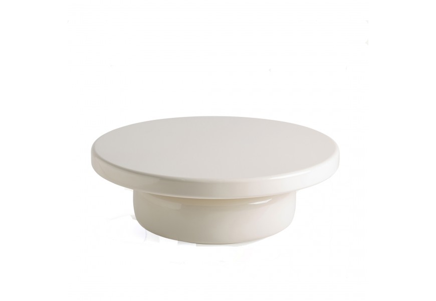 Luxusn&yacute; art deco okr&uacute;hly biely konferenčn&yacute; stol&iacute;k Verde s obl&yacute;mi hranami s leskl&yacute;m hladk&yacute;m povrchom 90 cm