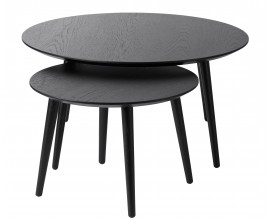 Modern&aacute; sada dvoch okr&uacute;hlych konferenčn&yacute;ch stol&iacute;kov Karena v čiernej farbe s vyosen&yacute;mi nožičkami 88 cm