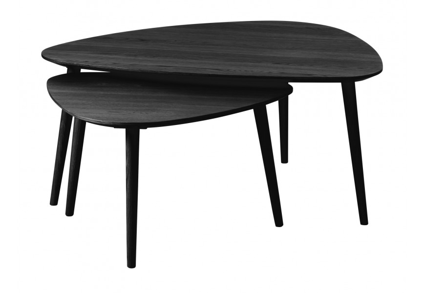 Škandinávsky sada dvoch konferenčných stolíkov Halia v čiernej farbe s vyosenými nožičkami