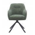 Dizajnov&aacute; modern&aacute; otočn&aacute; jed&aacute;lensk&aacute; stolička Egon so &scaron;alviov&yacute;m zelen&yacute;m poťahom so zamatov&yacute;m leskom a čiernou podstavou 59 cm