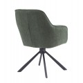 Dizajnov&aacute; modern&aacute; otočn&aacute; jed&aacute;lensk&aacute; stolička Egon so &scaron;alviov&yacute;m zelen&yacute;m poťahom so zamatov&yacute;m leskom a čiernou podstavou 59 cm